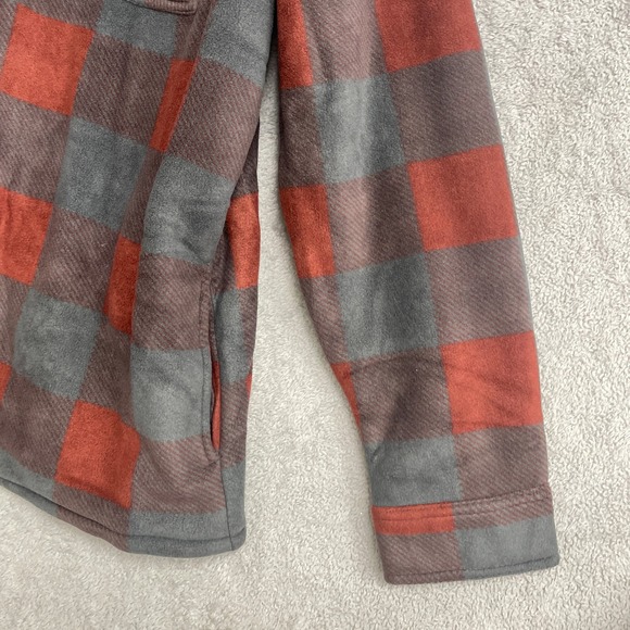 NEW Voyager Men's XL Plaid Fleece Lined Full Zip Jacket Shirt Red Grey - Picture 8 of 10